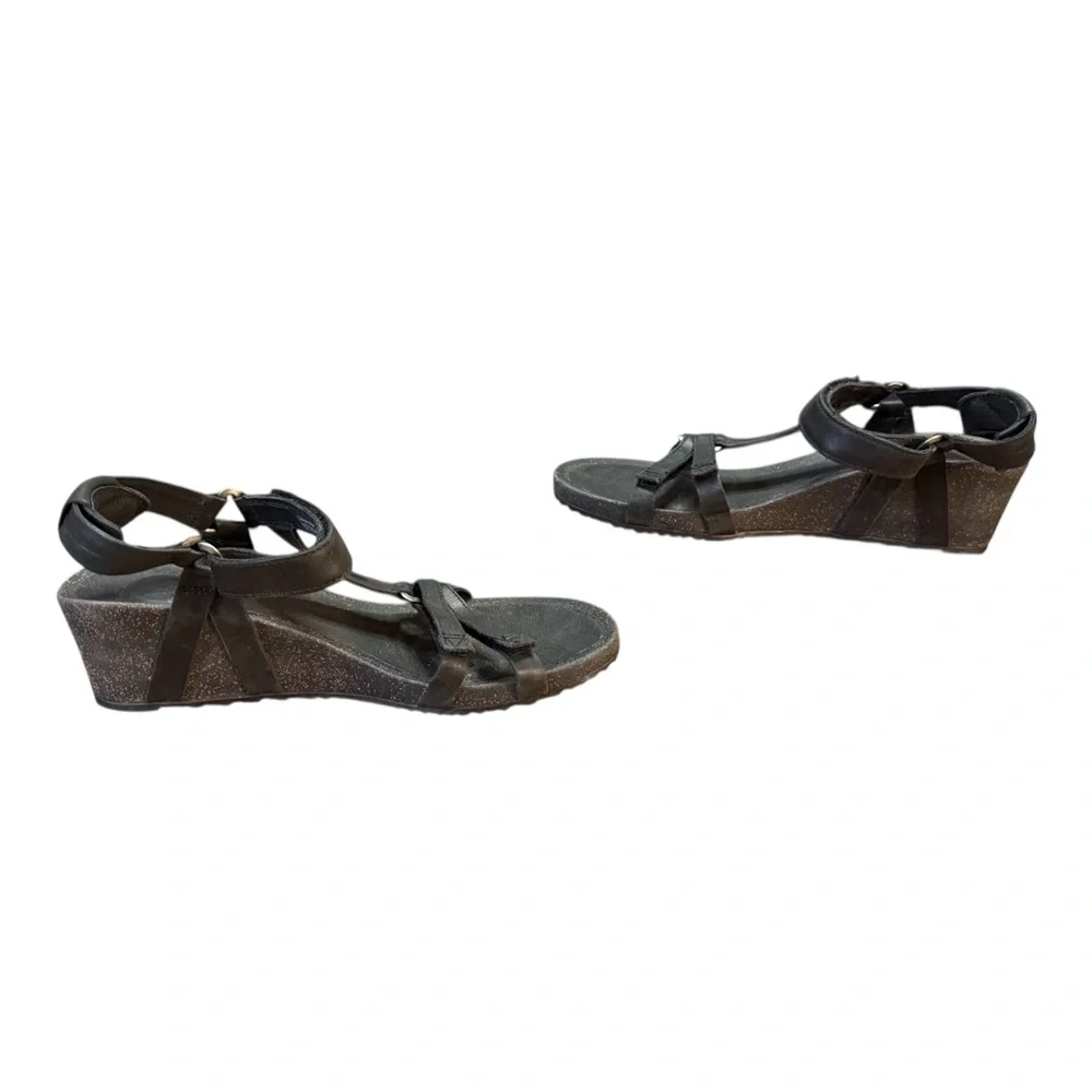 Teva Ysidro Universal Wedge Sandal Women’s Size 8.5 Genuine Leather Black